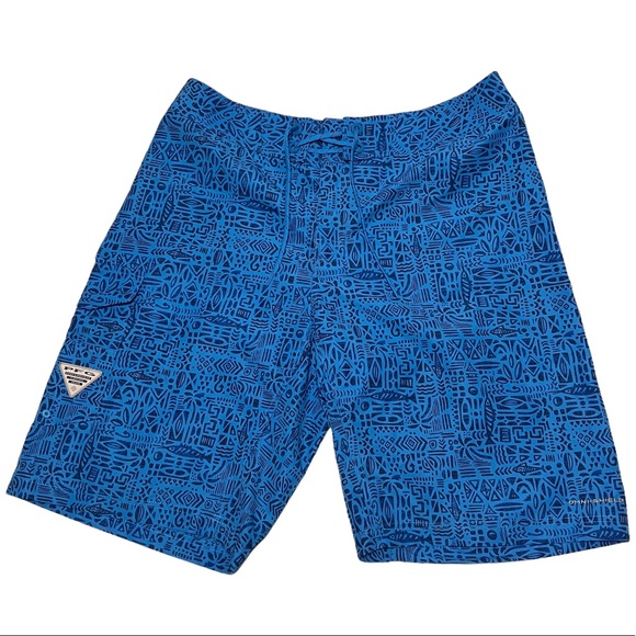 Columbia Other - Columbia PFG Omni Shield Fishing Board Shorts Blue Printed Fish Design